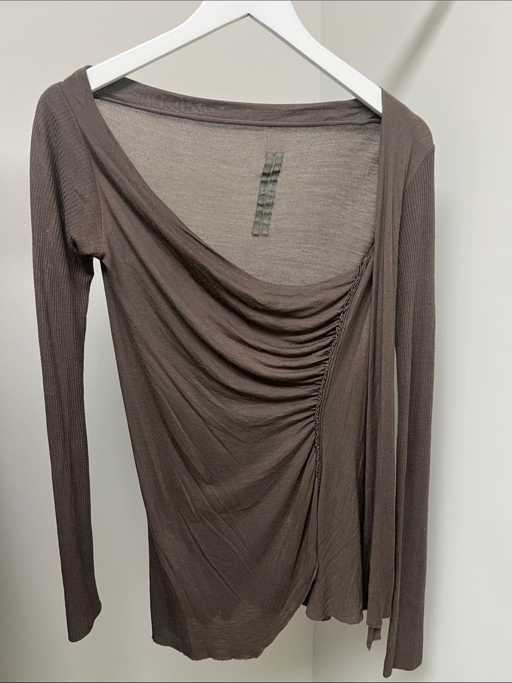 Rick Owens Brown Draped Long-Sleeve Tunic